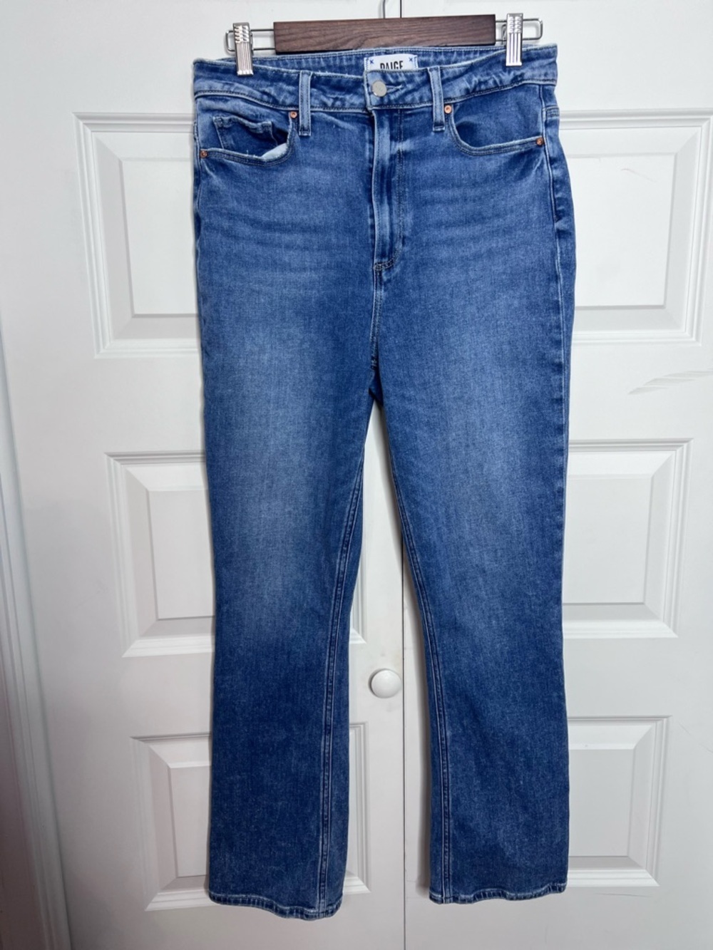 PAIGE Femme Straight Leg Jeans Size 30 High Rise Blue Stretch Denim